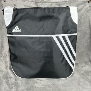 Adidas Tote Bag Shoulder Bag Black & White Three Stripe Logo Double Top Strap